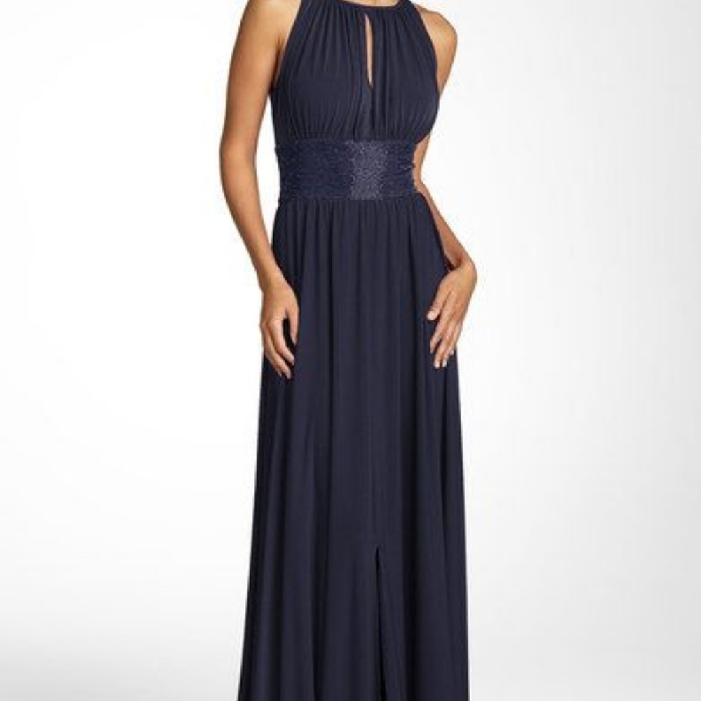 JS Boutique Navy Blue Sleeveless Gown